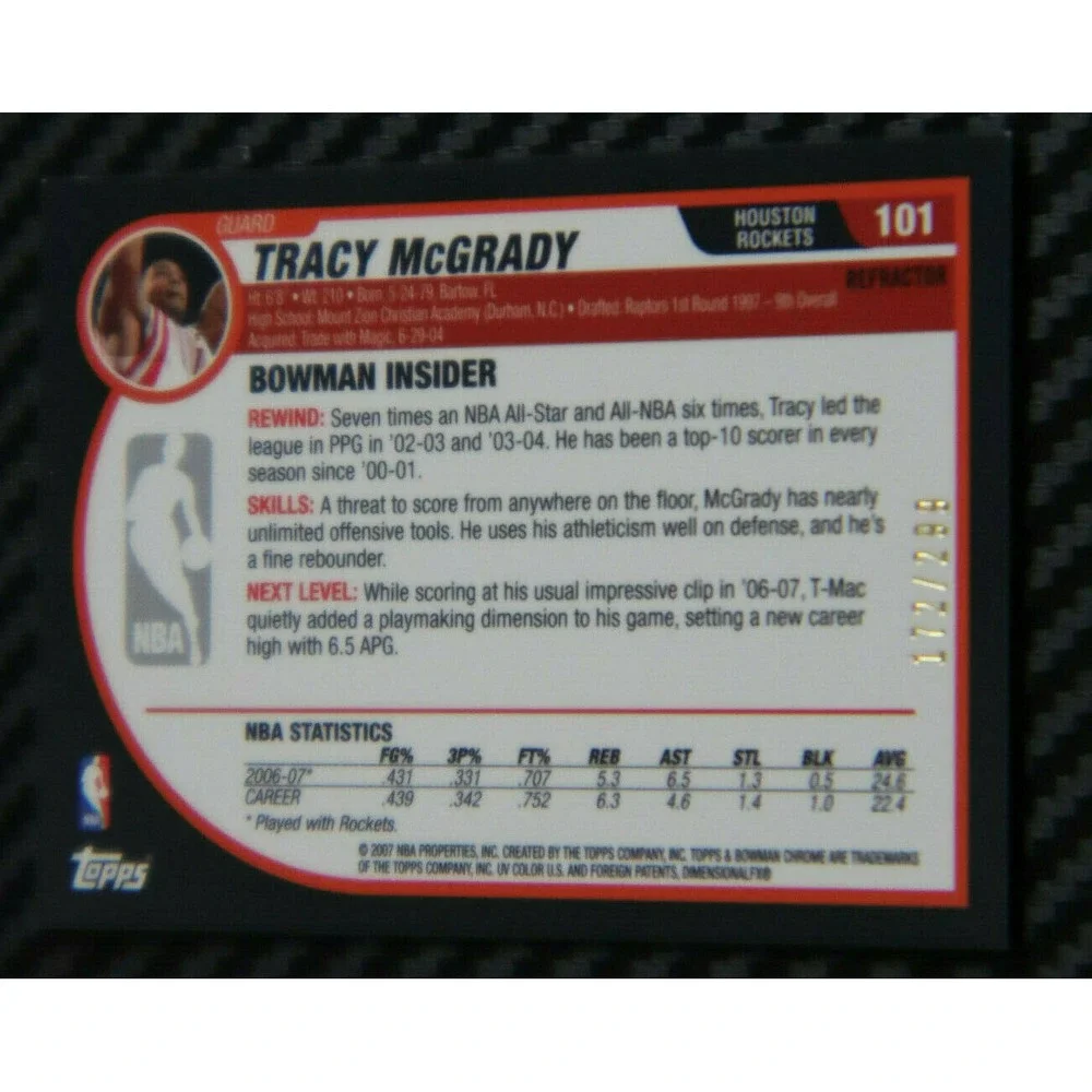 2007-08 BOWMAN CHROME TRACY MCGRADY REFRACTOR ‎ #D 172/299 T-MAC